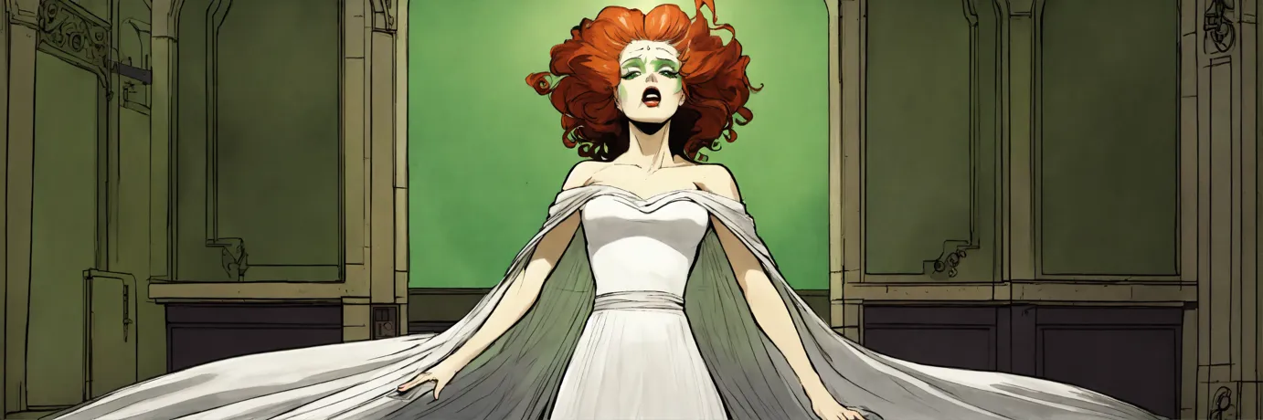 Lexica - an anime character with orange hair and a black and white dress
