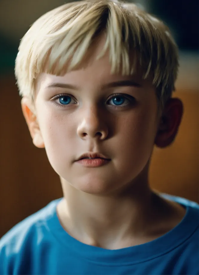 Portrait Of 10 Year Old Girl With Serious Face On A White