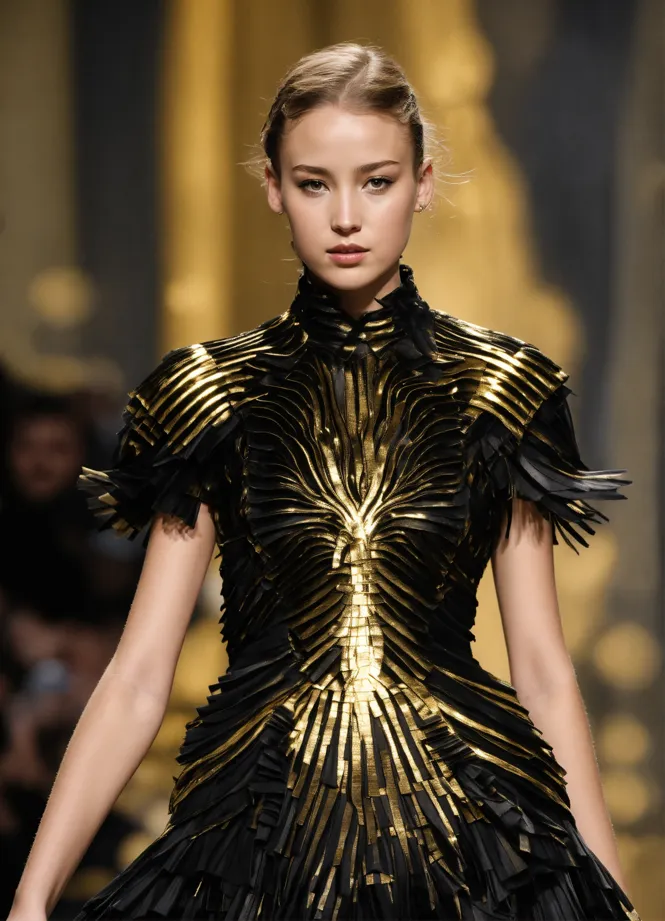 Alexander mcqueen black and best sale gold dress