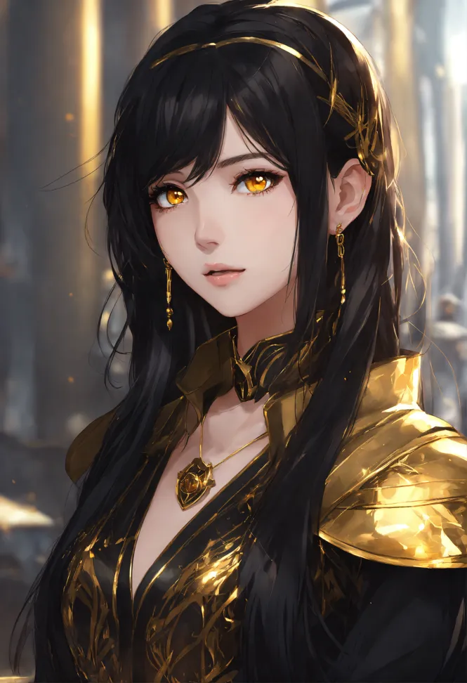 Manhwa style drawing of a greek goddess with brown hair and white eyes  wearing a traditional dress and golden jewelry
