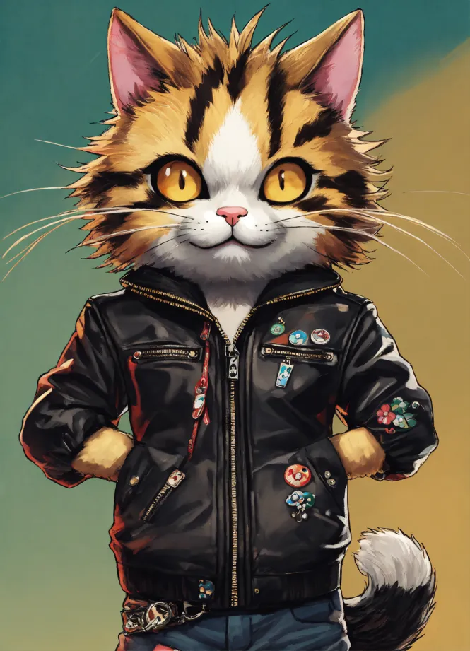 Cat in a leather cheap jacket