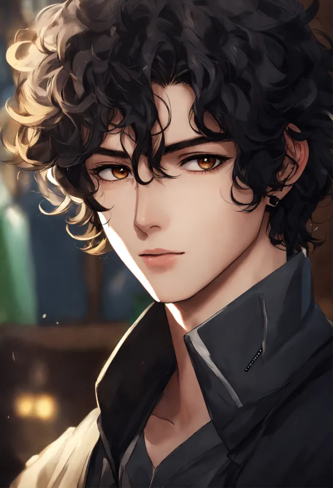 Lexica - Anime portrait of white girl with black curly hair, anime  masterpiece, highly detailed