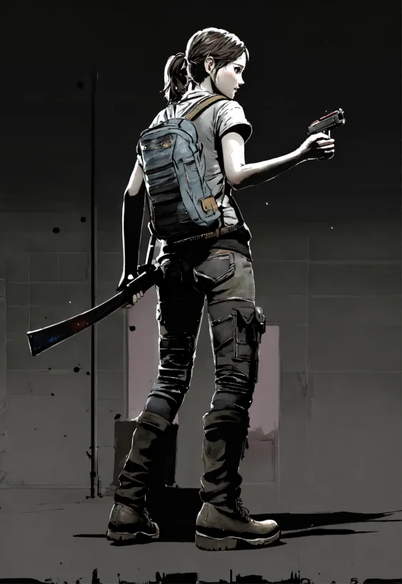 Ellie (Last of Us), full body, detailed, 8k, dark,, Stable Diffusion