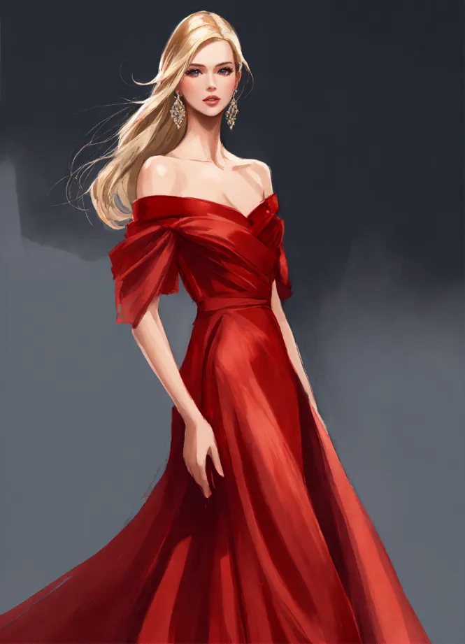 Anime Elegant Red Dress