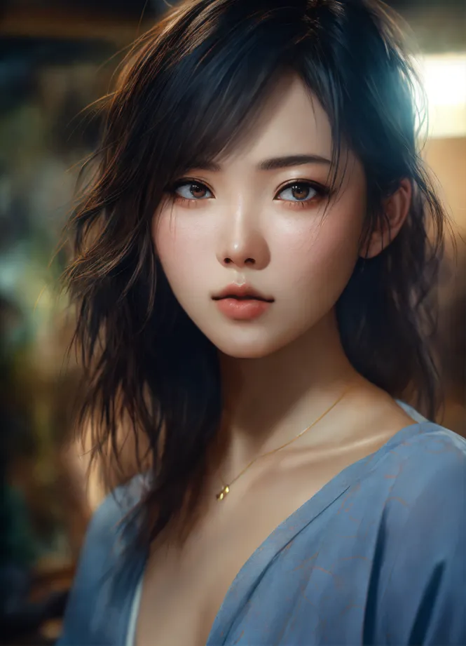 Lexica - an asian female humanoid with freckle cheeks