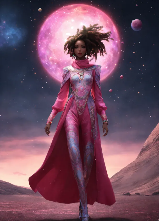 Lexica - Pretty Chinese female superhero in sleek pink coat, black