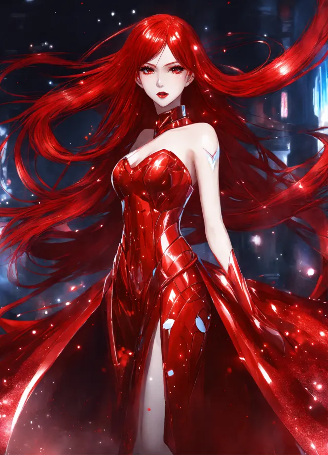 Lexica - beautiful anime girl with long red hair