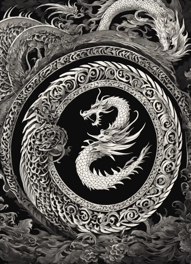 Lexica - A tribal Chinese dragon tattoo by Eiichiro Oda, high poly