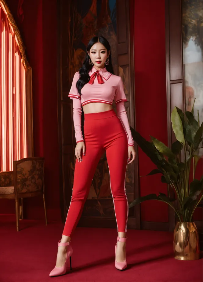 shiny tights 2020:beautiful girl in pink spandex leggings 【 4K 】 
