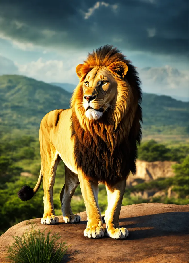 Majestic lion, king of the savannah, roams Africa grassy plains generated  by AI 29702828 Stock Photo at Vecteezy