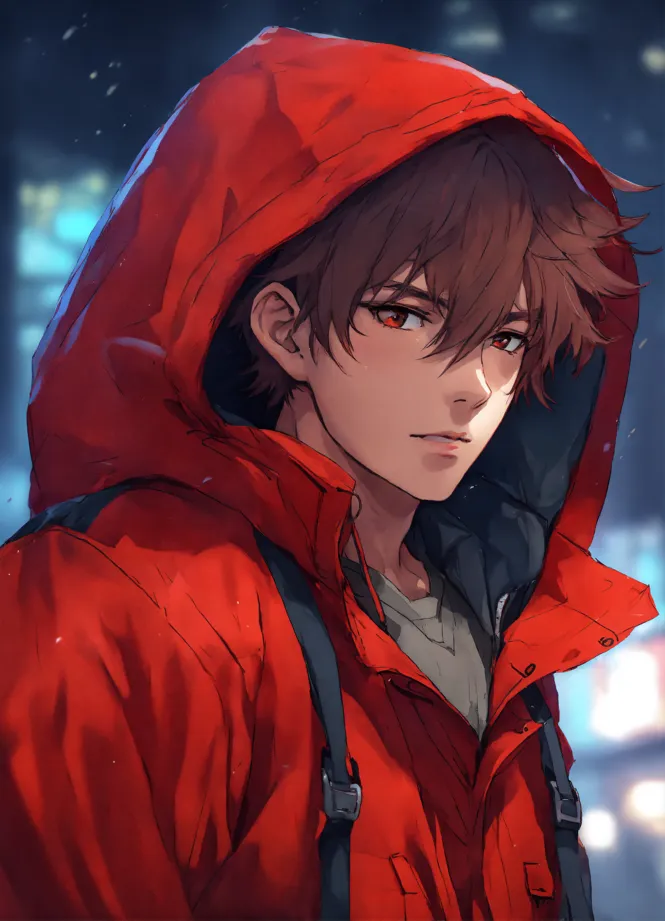 Red discount hoodie anime