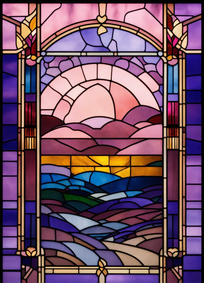 Field Of Lavender Stained Glass