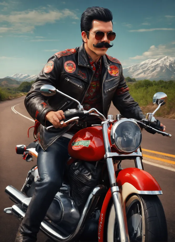 Lexica - portrait of biker wearing glasses