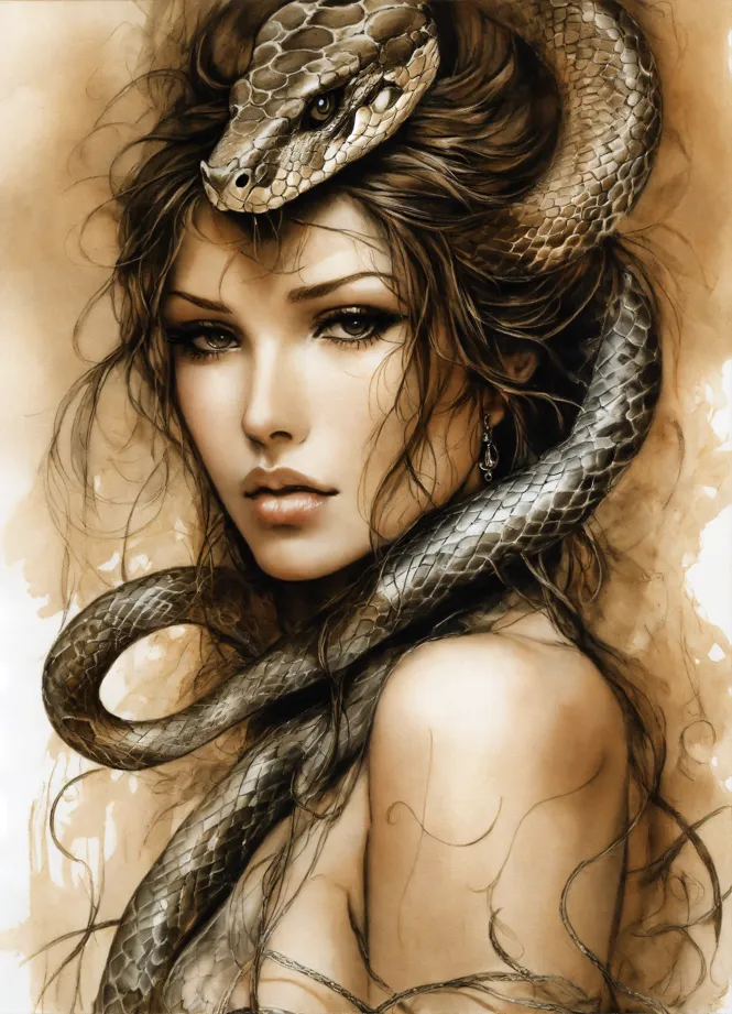 Medusa head with snakes instead of hair, hyper realistic, mystic