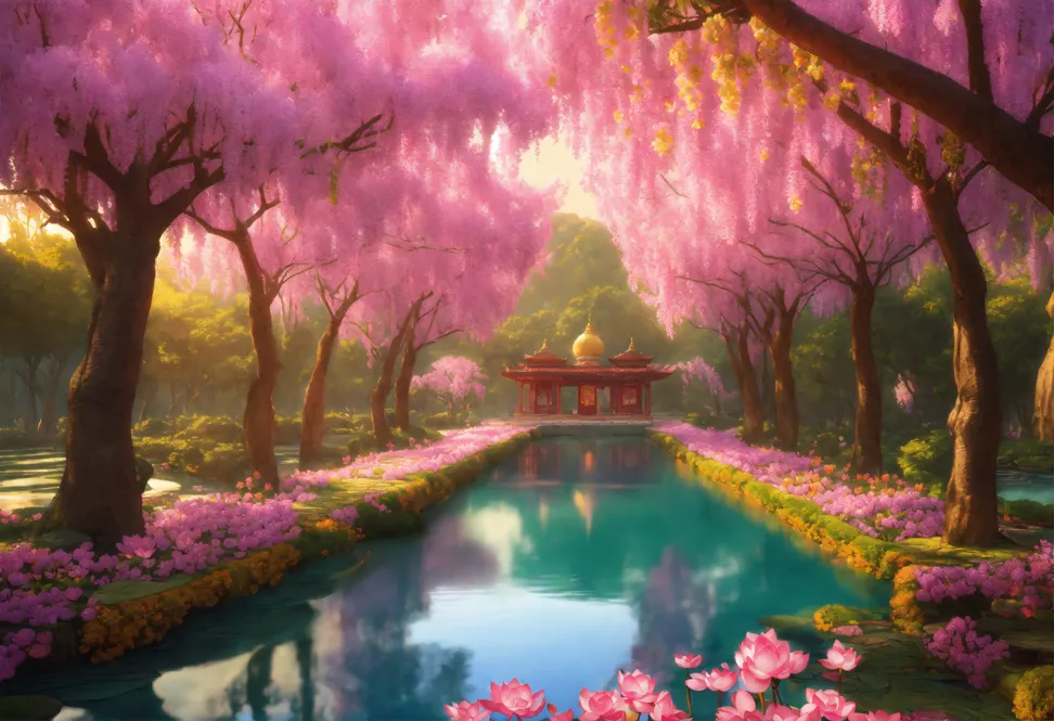 Lexica - a detailed matte painting of a beautiful sakura tree in a