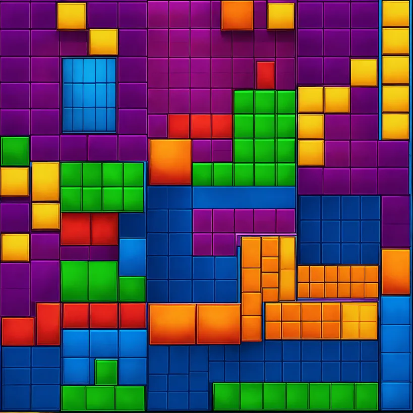 Game tetris pixel bricks pieces with black shadow Vector Image