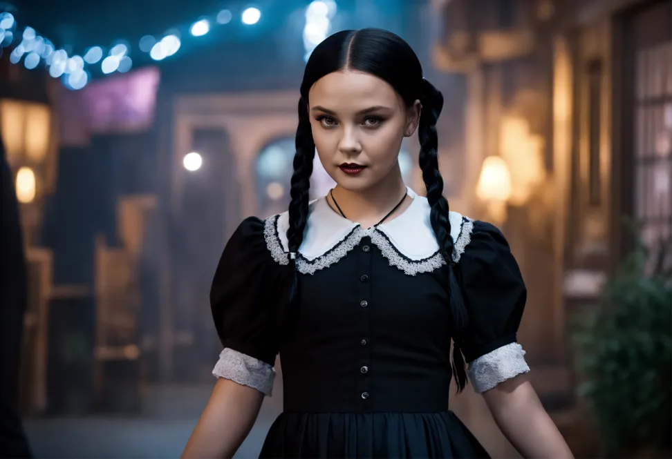 Lexica - Wednesday addams ,mini skirt, full body, pretty face