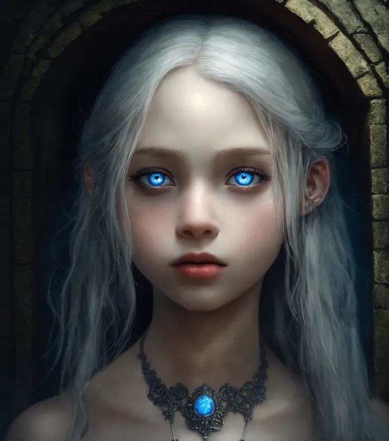 Lexica - Black little girl with blue eye and white hair