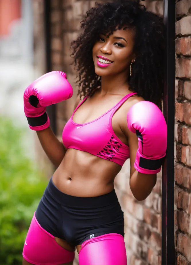 Woman in Boxing Gloves With Sports Bra Posing Boxing Style in