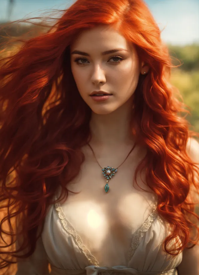 Lexica - red hair and a huge chest