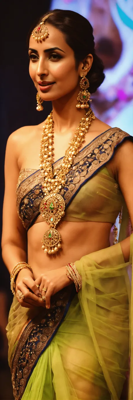 Lexica - wearing transparent saree
