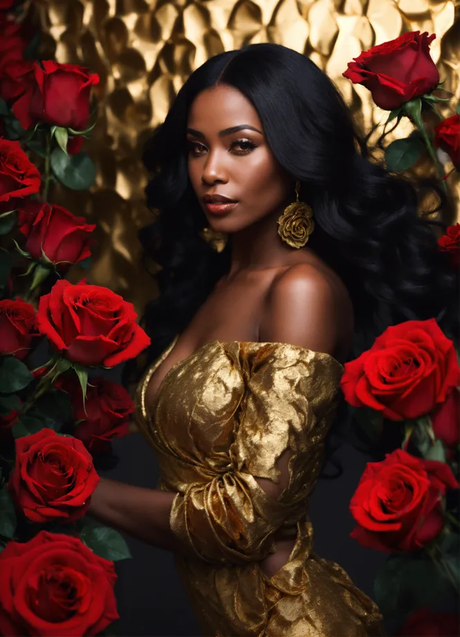 Black dress with red roses hotsell
