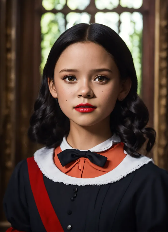 Lexica - Wednesday addams ,mini skirt, full body, pretty face, charming,  hyperrealism, photorealism