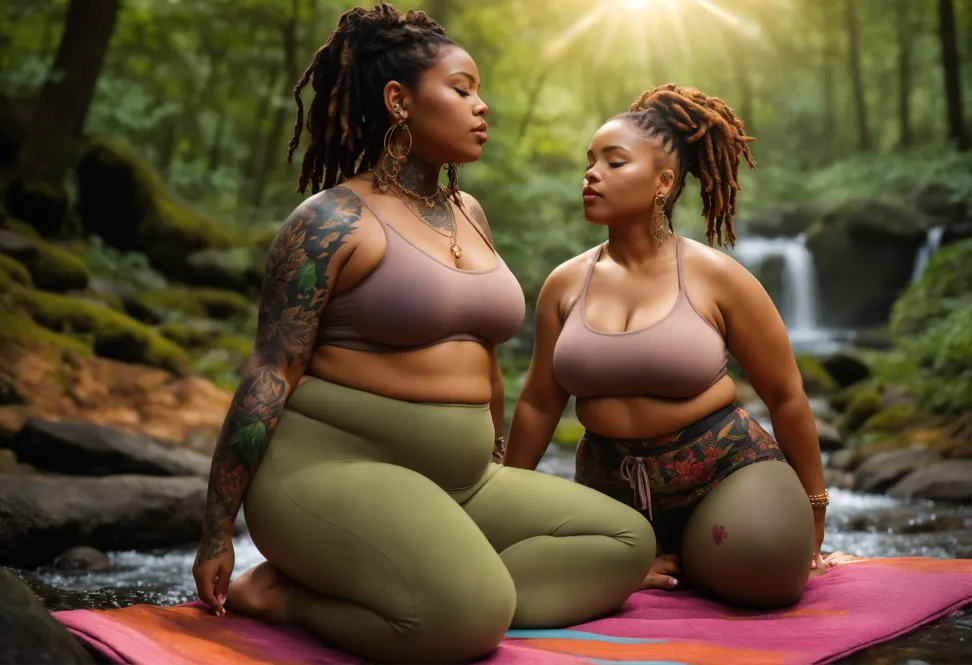 Plus size women on sale in yoga pants