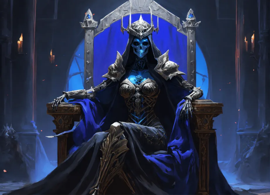 Lexica - a highly detailed character portrait of the lich king