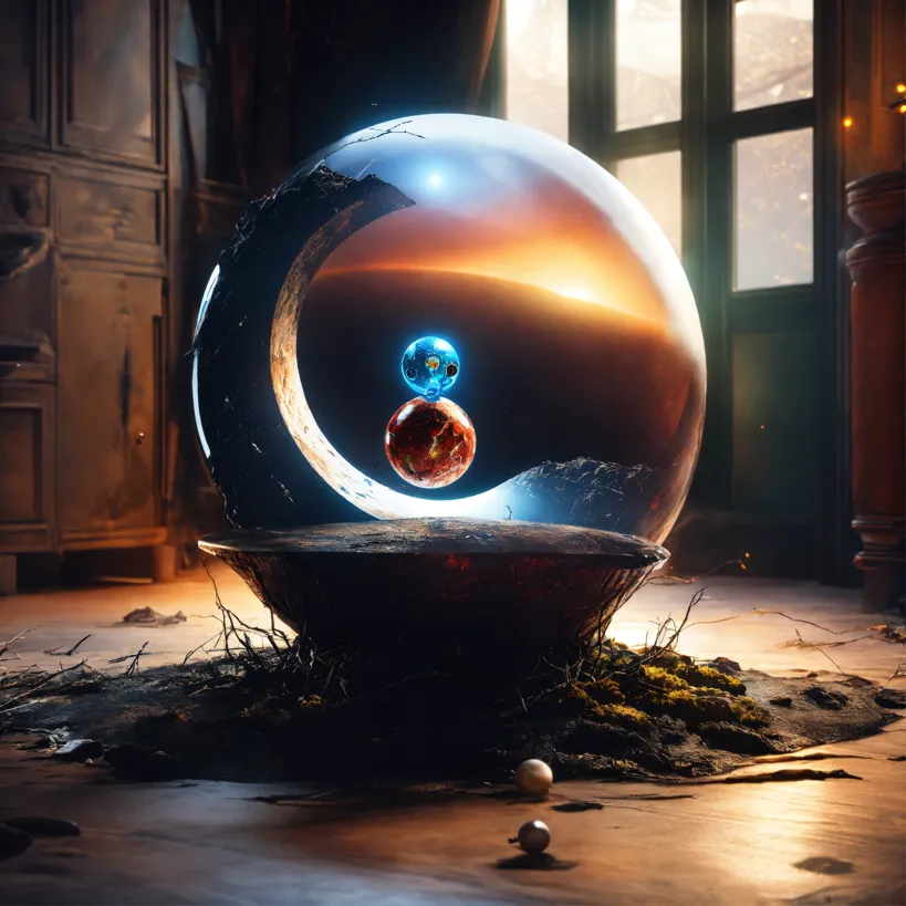 Digital Image Crystal Ball With Strange Worlds 