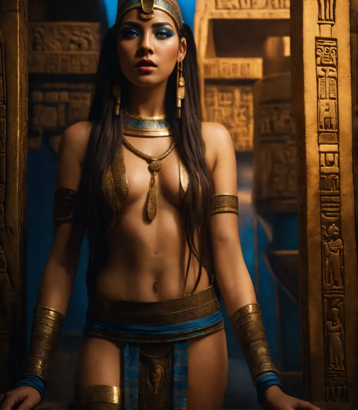 Lexica - hyper- latina body girl in pharaonic posture