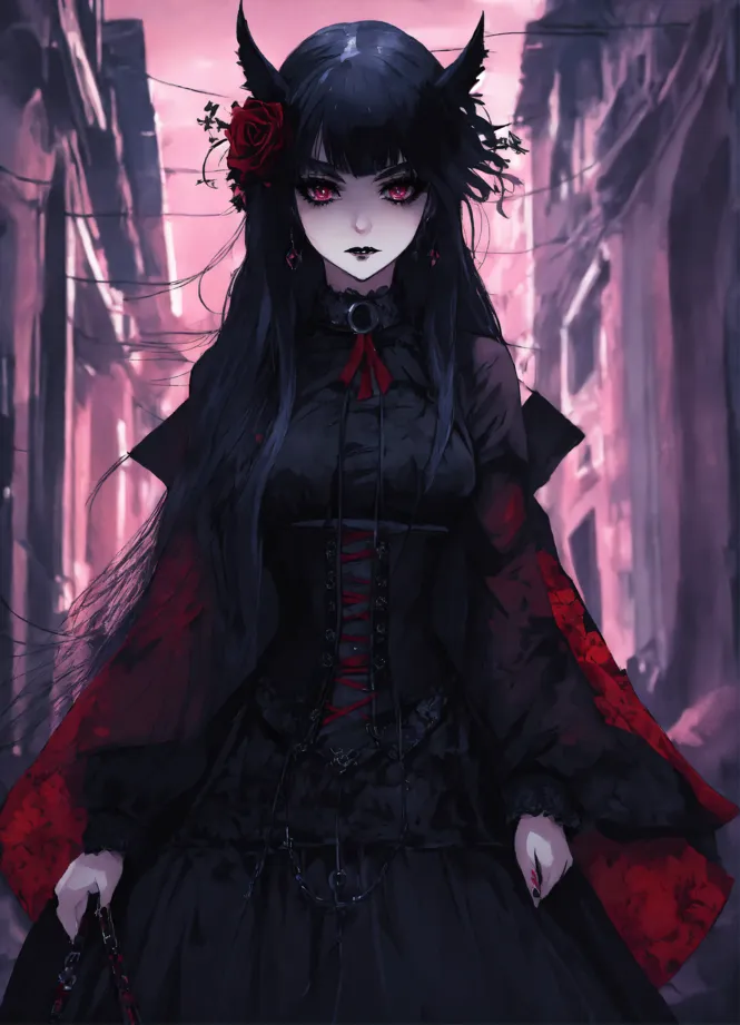 cute anime black dress Anime Girl in Black Dress