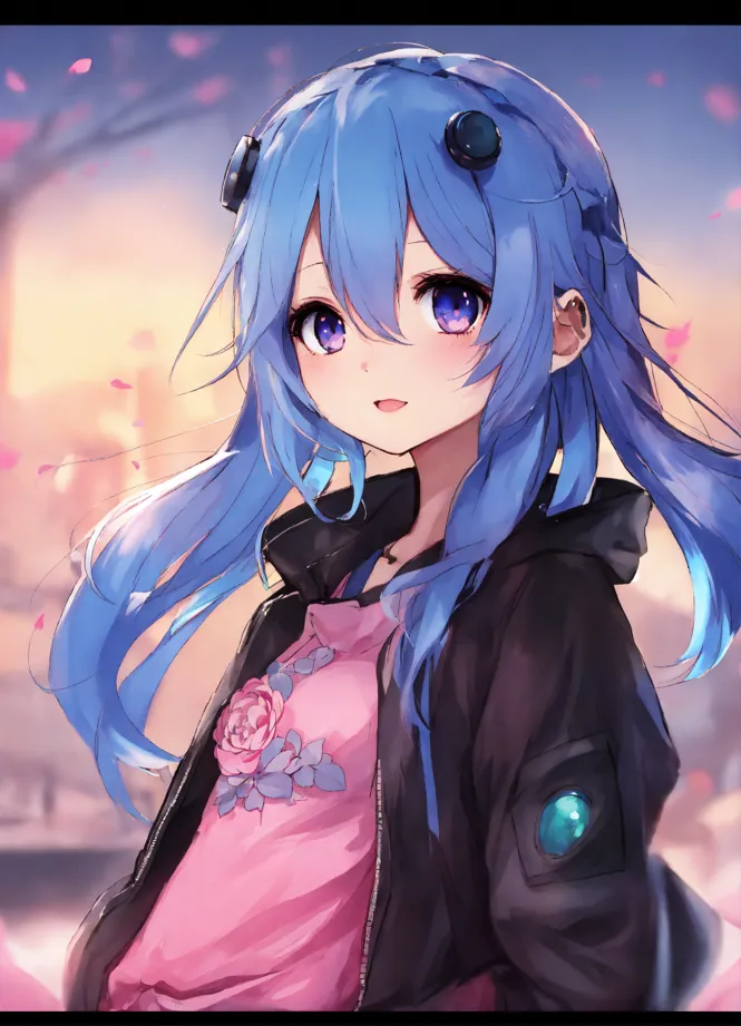 Anime Girl With Blue Hair And Blue Eyes Chibi