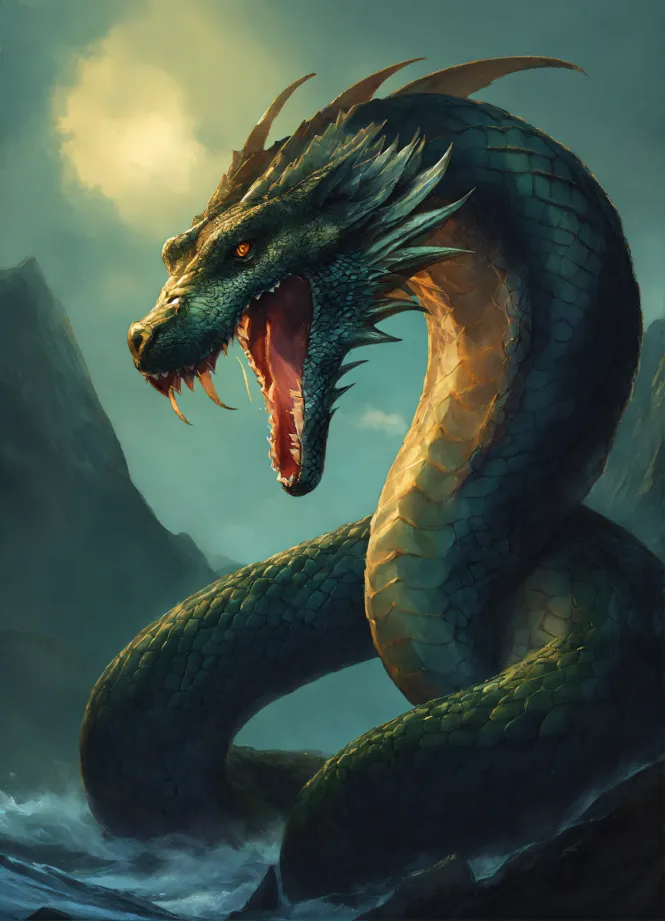 Image of a powerful serpent-like mythical pokémon