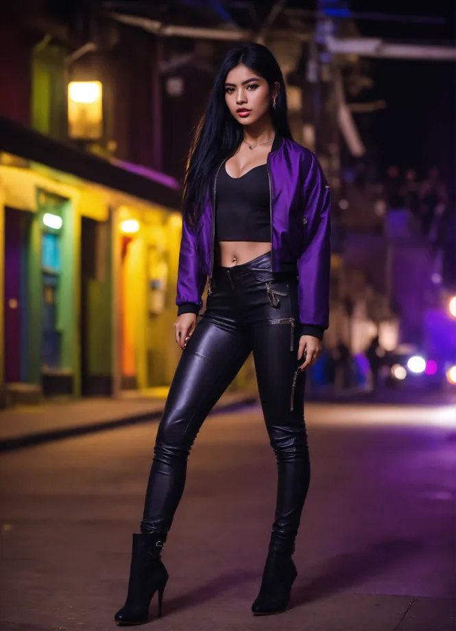 Purple hot sale leather pants