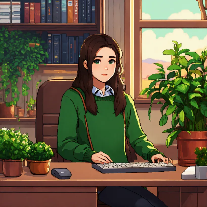 Lexica - cute anime girl programming at a computer lofi