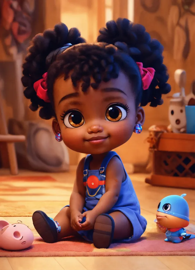 Cute Cartoon Black Baby Girl