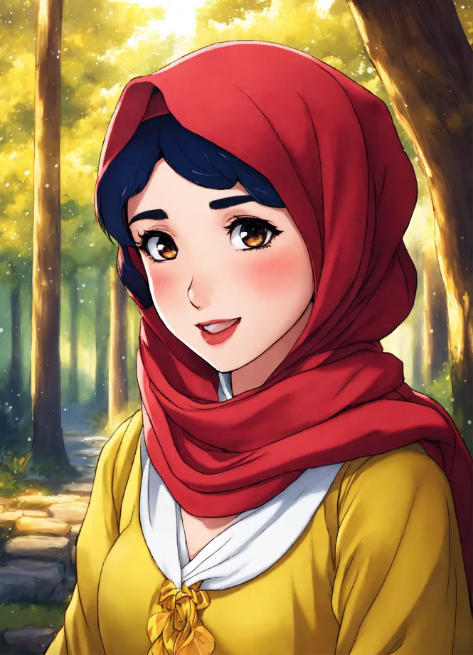 Female profile wearing headset illustration, Chibi Anime Hijab