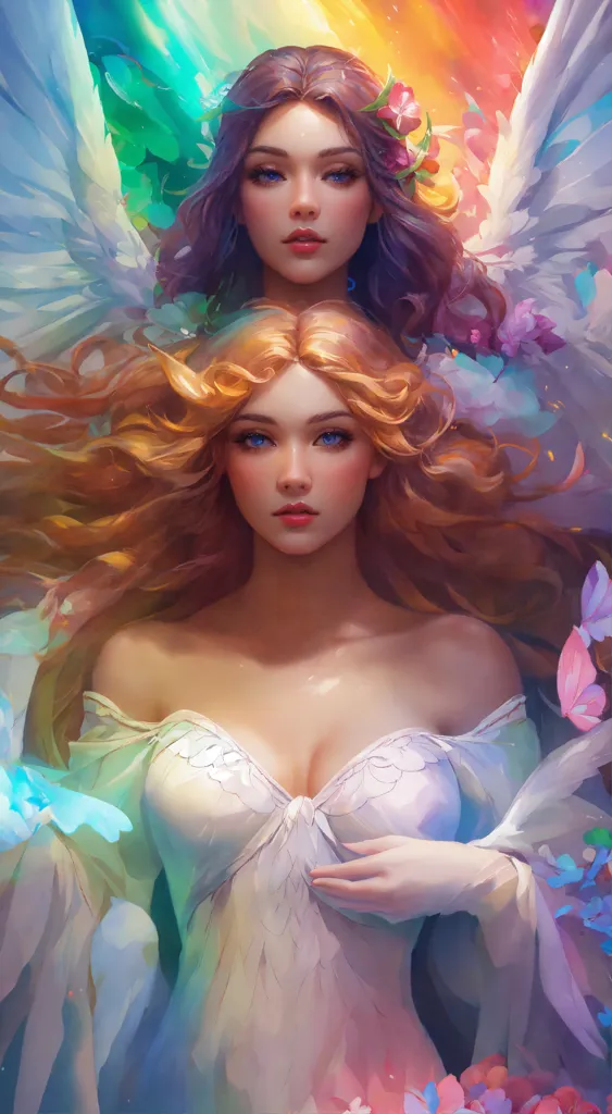 Lexica - Twin sisters, beautiful mystical creature, fantasy art