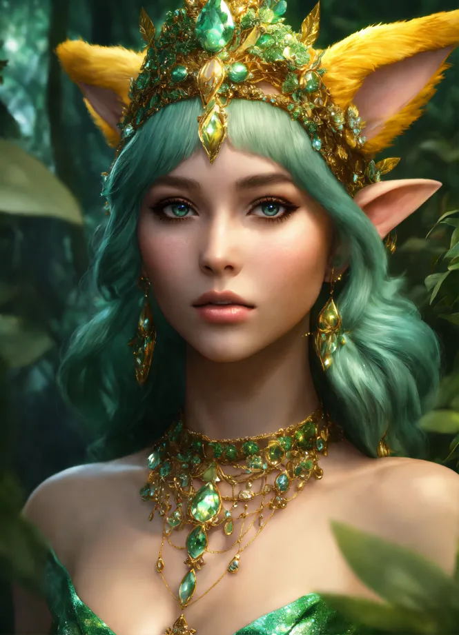 Lexica - Beautiful attractive blonde elf queen looking through