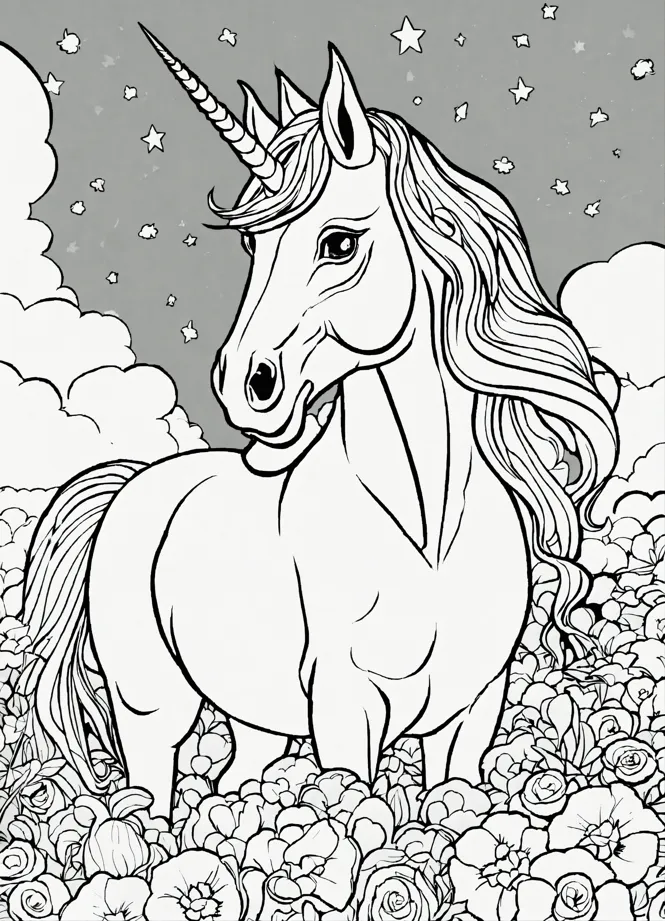 O unicórnio realista - Unicórnios - Coloring Pages for Adults
