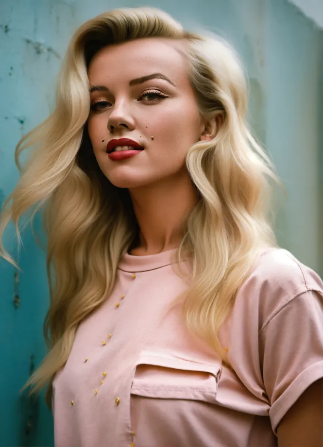 Lexica - woman with long blonde hair looking like margot robbie in