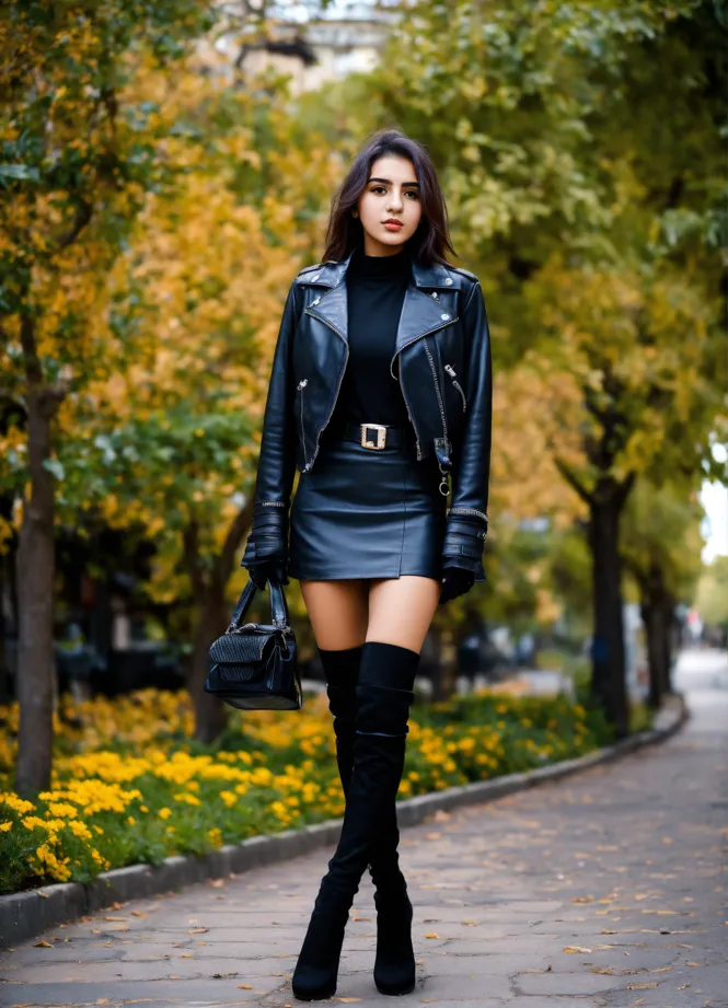 Thigh high hotsell boots leather skirt