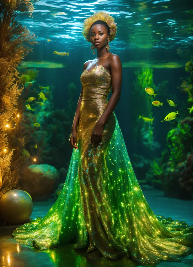 Lexica - "queen mera of atlantis wearing jellyfish dress"