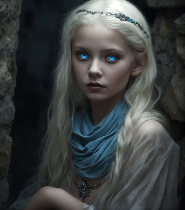 Lexica - Black little girl with blue eye and white hair