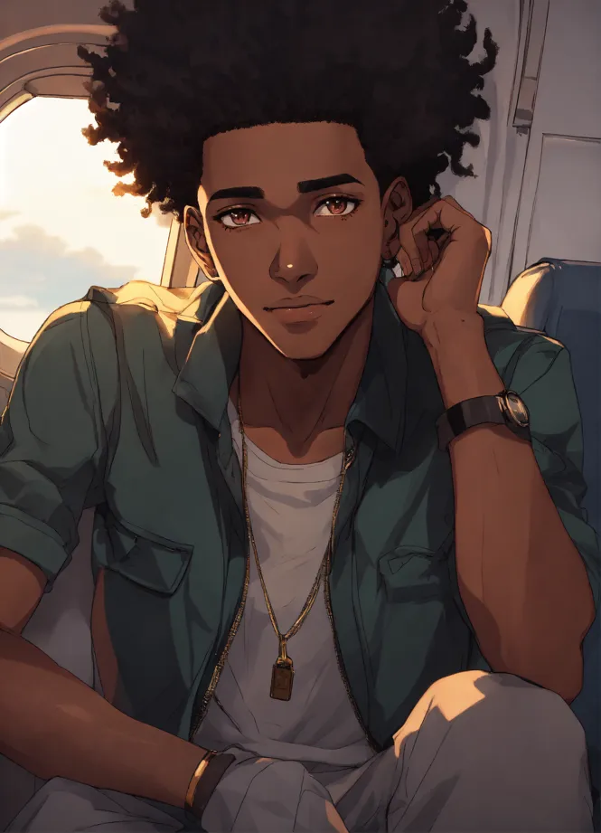 Lexica - A boondocks style art of very black skin anime darkest boy