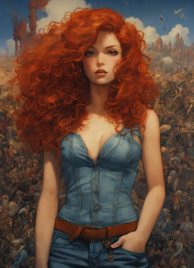 Lexica - realistic detailed waist portrait of a beautiful red hair girl