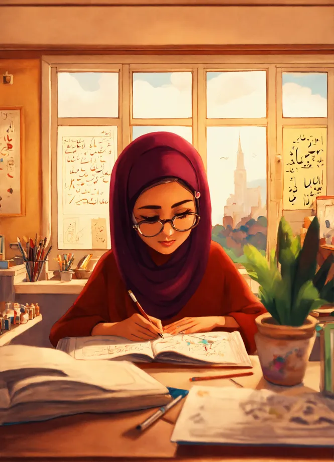 Female profile wearing headset illustration, Chibi Anime Hijab Muslim  Drawing, hijab, child, black Hair png