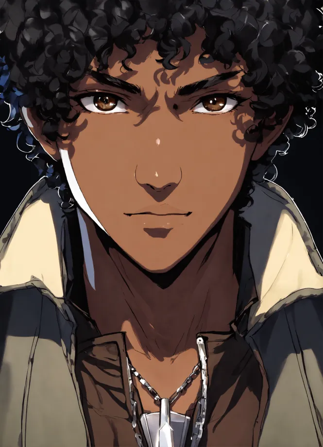 Lexica - A boondocks style art of very black skin anime darkest boy