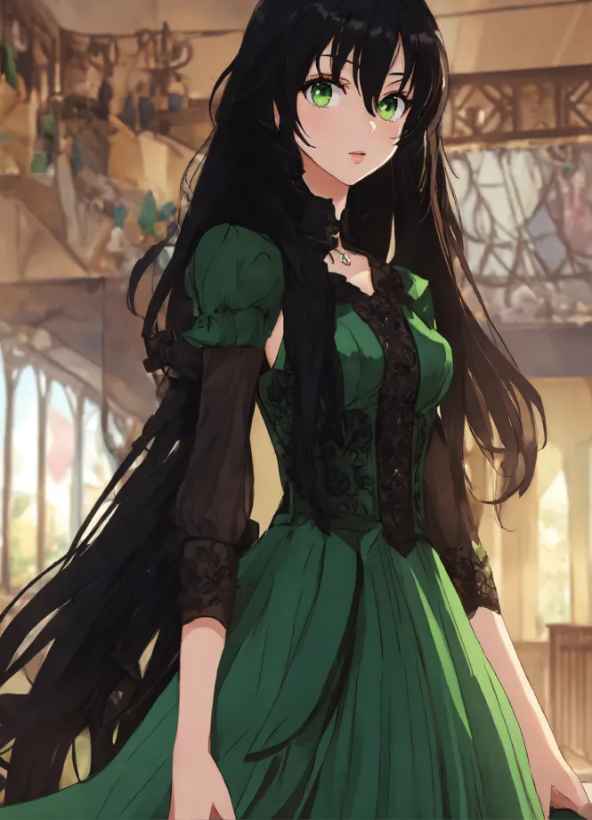 alyssa with golden eyes !  Anime princess, Anime art beautiful, Black hair  green eyes girl